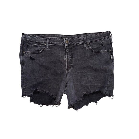 Silver Jeans Black Distressed Boyfriend Short W53628SBK592 Size 22 - Picture 1 of 11